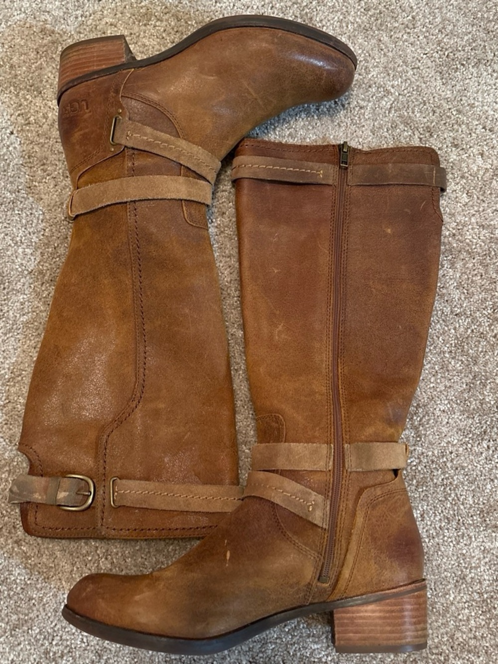 UGG Brown Mid-Calf Heeled Riding Boots